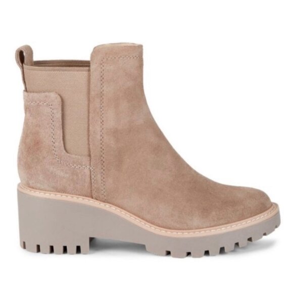 Dolce Vita Haily Women's Tan Suede Chelsea Lug Sole Ankle Boots Size 8M - Picture 2 of 10